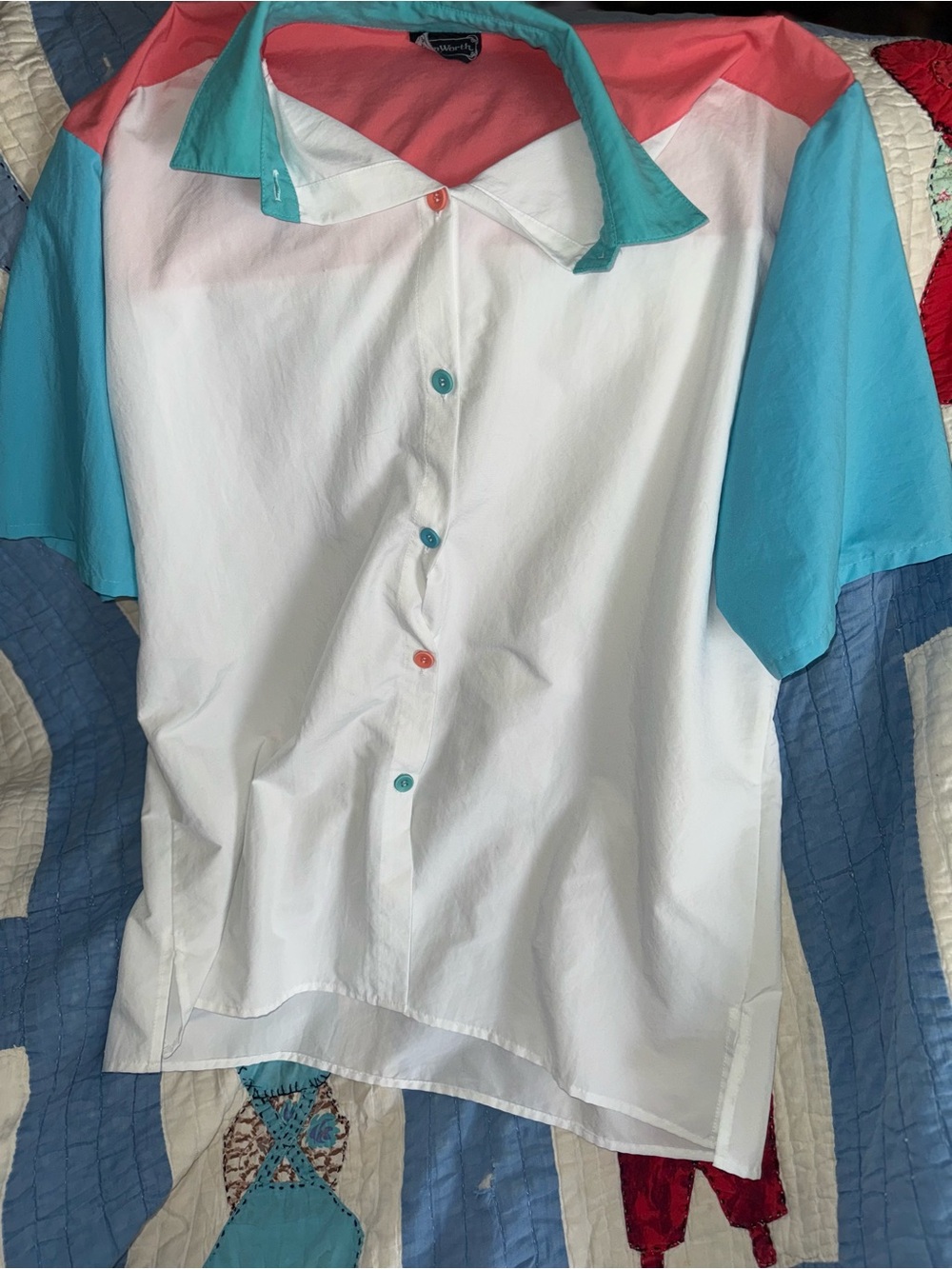 Vintage color block button down